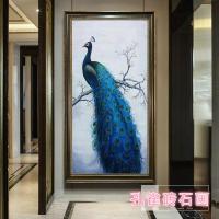 半个许仙新款竖版孔雀钻石画现代简欧玄关过道竖版钻石十字绣满钻石绣（需 《雀之恋》110x220cm（无框/需手工DIY贴