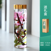 半个许仙永生花浮游花礼盒植物干花标本玻璃瓶漂浮瓶装饰小摆件生日 绿色森+绿原创水泥托