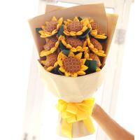 半个许仙自制布艺太阳花向日葵花束手工制作成人不织布DIY材料包 11朵太阳花含牛皮包装纸+暖黄