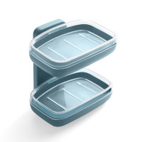 半个许仙免打孔沥水肥皂盒 卫生间壁挂式创意塑料带盖香皂架肥皂架 双层蓝色