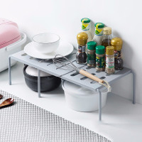 半个许仙厨房置物架可伸缩 家用免打孔调味料收纳架台面落地多用架子塑料调料架 白色(可伸缩)