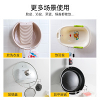 半个许仙家用脸盆架卫生间免打孔壁挂式放洗脸盆置物架子洗手间可折叠浴室用品收纳置物架 圆形款-白色