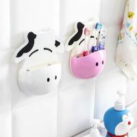 半个许仙收纳挂篮厨房浴室置物架子卡通创意吸盘强力吸附壁挂式奶牛牙刷架 橙色