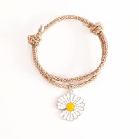 半个许仙小雏菊手链权志龙同款手工编制学生情侣手链女简约百搭日韩原创设计男女学生学生手链闺蜜手链情侣手 黑色+粉色一对雏菊