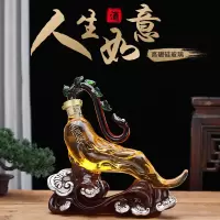 半个许仙办公室摆件泡酒玻璃瓶人生如意酒瓶好看创意异形泡药酒玻璃空酒瓶 酒瓶+底座+皮箱