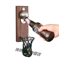 半个许仙抖音同款篮筐开瓶器棒足球篮球网兜收集瓶盖木板磁吸冰箱贴啤酒开篮框