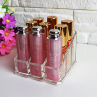 半个许仙亚克力口红收纳盒翻盖口红架透明化妆品收纳盒展示置物架唇釉整理架 斜口金色玻璃24宫格