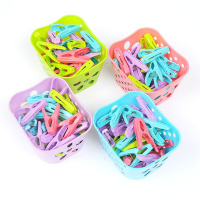 半个许仙防风夹晾衣夹 内衣袜子塑料小夹子带收纳篮衣服晾晒夹30个装 绿色