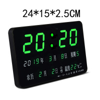 半个许仙万年历电子时钟表挂钟客厅家用创意闹钟夜光台式数字日历led 插电 银色【绿光】