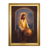 半个许仙画像以马内利主教装饰画油画艺术 客厅壁挂画 A款 68*88CM欧式金色实木框