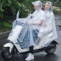 半个许仙电动车雨衣双人 男女亲子电瓶车摩托车雨衣自行车雨披户外骑行成人加大加厚时尚防水透明母子雨衣