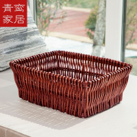 半个许仙收纳筐藤编水果筐柳编篮子零食筐框编织收纳筐布艺收纳篮竹筐藤筐日用品