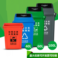 半个许仙正方桶40L60L100正方形上海塑料分类垃圾桶加厚四色大号干湿分离塑料桶