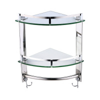 半个许仙浴室玻璃置物架卫生间转角架单层双层三层不锈钢三角架欧式角篮家居日用品 三层玻璃转角