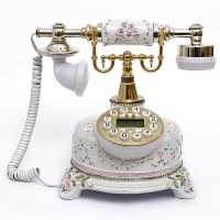 半个许仙田园家用欧式复古古董电话机座机时尚创意仿古电话 白色