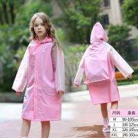 儿童雨衣 男女童幼儿园小学生防水带书包位中大童卡通雨披便携式雨衣