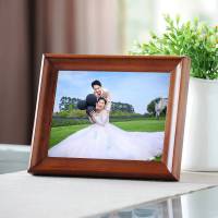 2020婚纱照结婚登记照相框简约现代创意实木摆台6六7 10 12寸照相框 棕色 7/8/10三组合