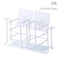 免打孔牙具置物架创意铁艺漱口杯收纳架家用壁挂牙具挂架牙刷浴室用品洗漱杯架子 白色