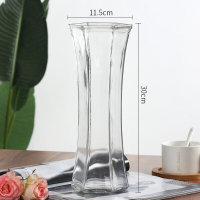 半个许仙创意大号透明六角玻璃花瓶水养富贵竹百合鲜花插花瓶家用客厅摆件 35六角【斜纹款1个】