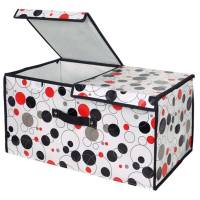 小孩衣服整理箱收纳箱 家用装婴儿童储蓄箱子宝宝物品收纳盒放衣柜里整布艺p 黑红圈圈 长50*宽30*高25cm