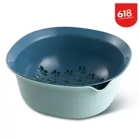 半个许仙双层镂空樱花沥水篮果盘果篮塑料小清新日式果蔬洗菜盆果盆 粉白色