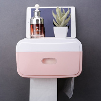 半个许仙多功能免钉无痕贴壁挂大容量防水置物架纸巾盒垃圾袋收纳 清新绿