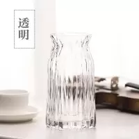 北欧几何竖棱玻璃花瓶餐桌茶几工艺摆件干花插花瓶水培彩色花瓶 透明20小竖棱