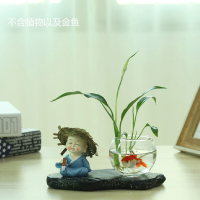 半个许仙创意玻璃透明绿萝水培花瓶现代简约家用客厅办公室鲜花插花小摆件 草帽-琴