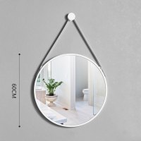 半个许仙北欧简约壁挂圆形吊镜化妆镜浴室圆镜卫生间镜子洗手间打孔装饰镜 直径70CM(金色)