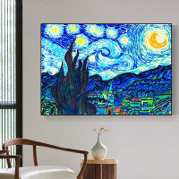 半个许仙客厅装饰画梵高现代简约星空向日葵丰收宾馆卧室餐厅玄关床头油画挂画沙 A 90*70cm25mm厚板[防水纹理膜]