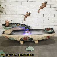 半个许仙开业礼品假山流水喷泉摆件落地水景客厅轮鱼缸创意加湿器 大鱼水谣+三层底座+