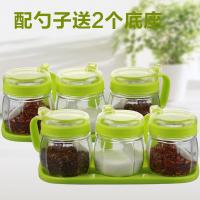 半个许仙厨房用品玻璃调料盒盐罐调味罐家用佐料瓶收纳盒组合装调味瓶套装 咖啡1油壶5调味罐