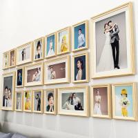 客厅照片墙装饰免打孔相框墙相片相册框挂墙组合创意中式背景墙上 巧克力色+黑白风景(18框加大版)