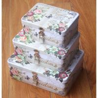 带锁收纳盒密码铁盒子保险箱创意桌面整理储物箱化妆品珠宝首饰盒创意家居学生宿舍创意家居 浅紫色三件套(星空)