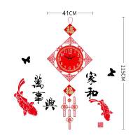 中结中风创意客厅挂钟用装饰现代时尚夜光时钟静音钟表挂表 夜光加大号中国结[73*125cm]送家和万事兴