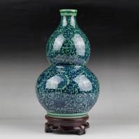 景德镇陶瓷器仿古青花瓷迷你小花插花瓶家居装饰品摆件 青釉葫芦