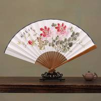 扇子8寸手绘书法白纸扇中国风男女式通用折扇古风日用工艺礼品扇 桃花