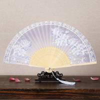 扇子女式仿真丝折扇古风日式夏季古典小折叠扇礼品中国风舞蹈走秀扇 乳白色26白璧无瑕