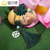 端午节香包古风刺绣荷包中国风礼品薰衣小香囊汉服随身香袋空袋 荷花空袋(藕片流苏)+端午香粉+礼盒