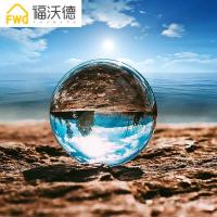 水晶球玻璃摆件摄影拍照杂技透明白色客厅办公桌玄关装饰品 30cm水晶球[实木底座]