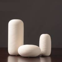 现代简约白色陶瓷器客厅插花艺干花花瓶摆件北欧餐桌电视柜装饰品 C+两束小雏菊