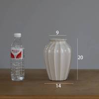 美式简约创意复古陶瓷花瓶客厅餐厅店铺橱窗摆件白色花器花艺套装 大号+7支黄梨枝