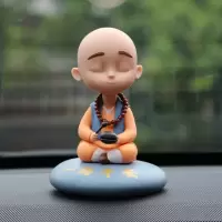 网红一禅小和尚汽车摇头摆件创意个性车内饰用品大全可爱车载装饰 全套4款+防滑垫+送佛珠