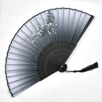 黑骨扇子夏天便携女式随身小巧折叠折扇jk黑收缩迷你中古风全竹 6号-渐变灰-梅