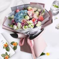 深圳鲜花速递向日葵混搭玫瑰花束广州上海北京杭州同城生日送花店 绣球混搭向日葵花束-销量