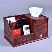 红木纸巾盒大红酸枝多功能收纳客厅名片盒笔筒摇控器办公室抽纸盒