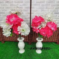 墓地上坟扫墓汉白玉石花瓶一对大理石插花供奉祭祀精品款用品摆件 海浪花精品加大号高27厘米收藏加购送绢花