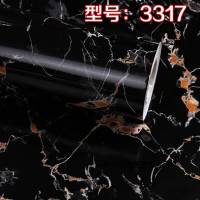 自粘墙纸厨房防油防水仿大理石纹贴纸灶台桌面家具翻新贴加厚墙贴 122厘米宽*3米长3317赠美工刀+括板