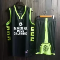 新款篮球服套装男大码学生篮球服DIY篮球训练服运动服 1902黑色 S