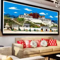 回族十字绣5d钻石画满钻新款客厅布达拉宫佛堂西藏建筑宫殿 [AB彩钻]满钻300*120厘米
